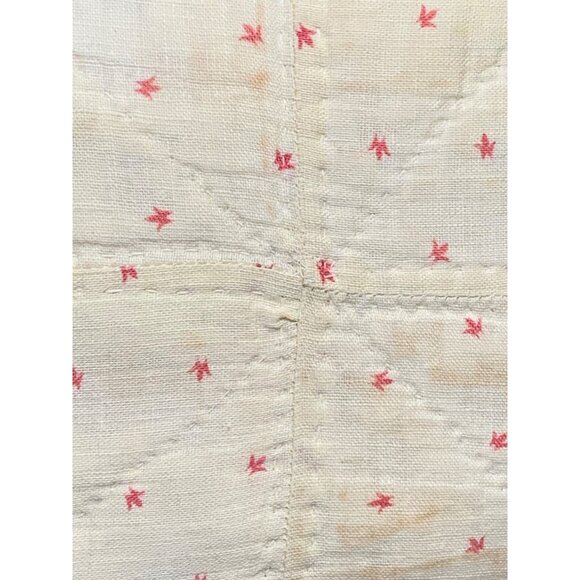 Handmade Vintage Pink & Cream Patchwork Quilted Pillow - Picture 4 of 7